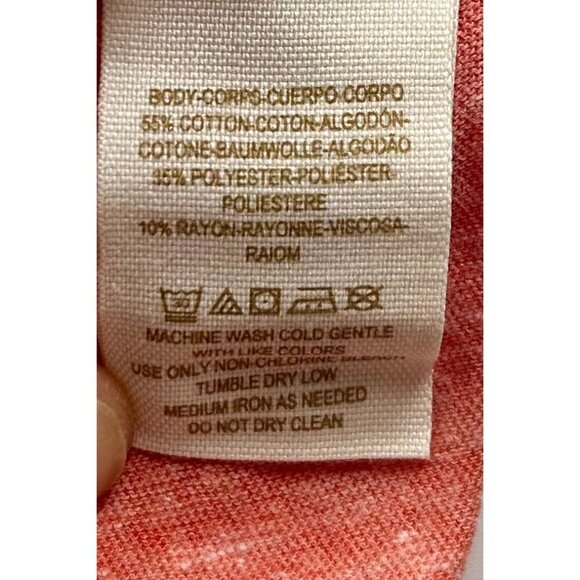 Free People Beach Coral Red Henley Scoop Neck Tee W/ Button Front LARGE - Picture 7 of 7